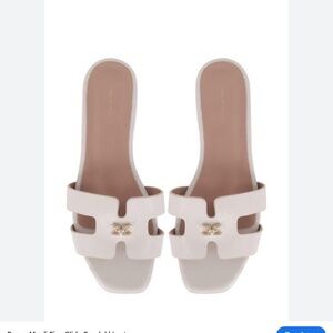 BRUNO MAGLI Fina Slide Sandal In Bone Crinkled Patent